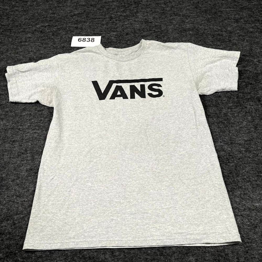 Vans T Shirt Mens Medium Heather Gray Cotton Crew Neck Short Sleeve Casual
